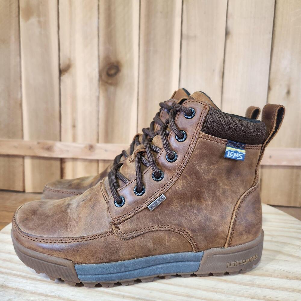Lems Boulder Summit WP Boots Womens 6 Brown Leather Waterproof Hiking Combat